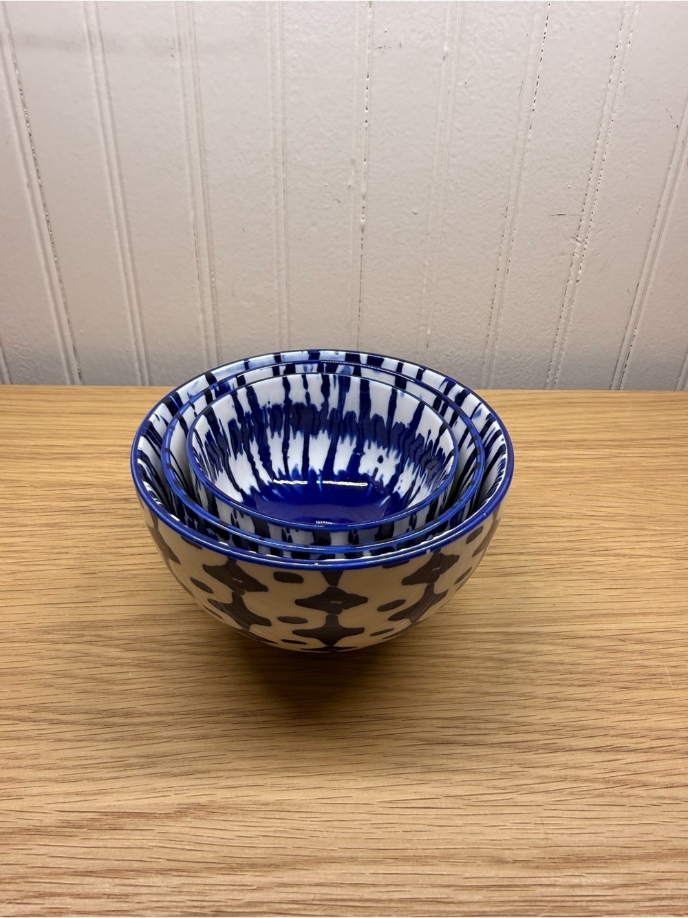West Elm Blue and White Ceramic Nesting Bowls
